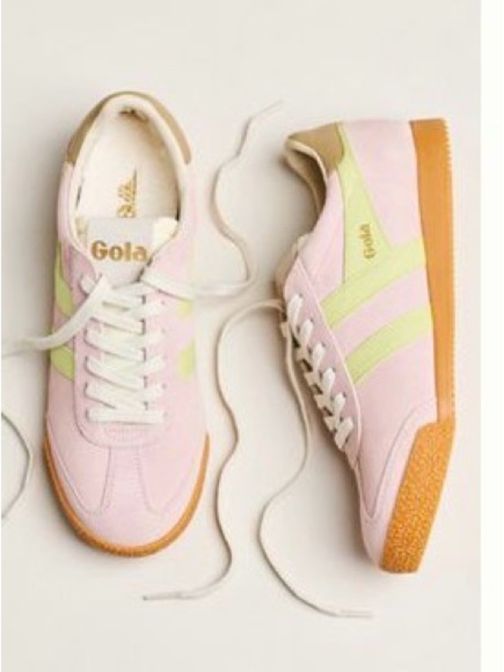 Gola Pink Suede Elan Trainers with Lime Accent
